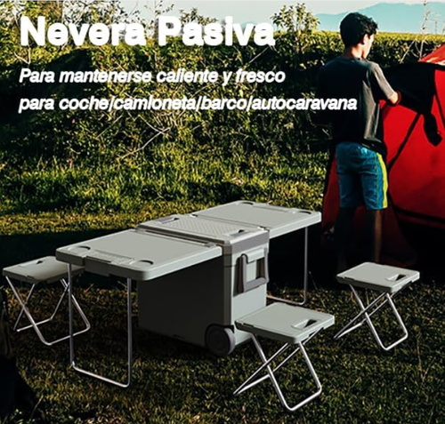 32L portable insulated cooler with wheels, table and chairs