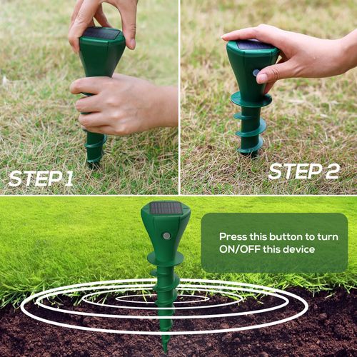 New Design Screw Solar Mole Repeller Garden Mole Repellent Sonic Rodent Gopher Snake Mouse Mice Repeller Stakes