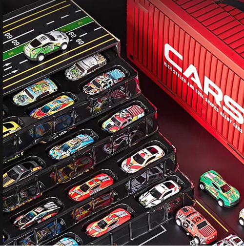 🎁48 Mini Pull-Back Cars with Built-In Garage Set