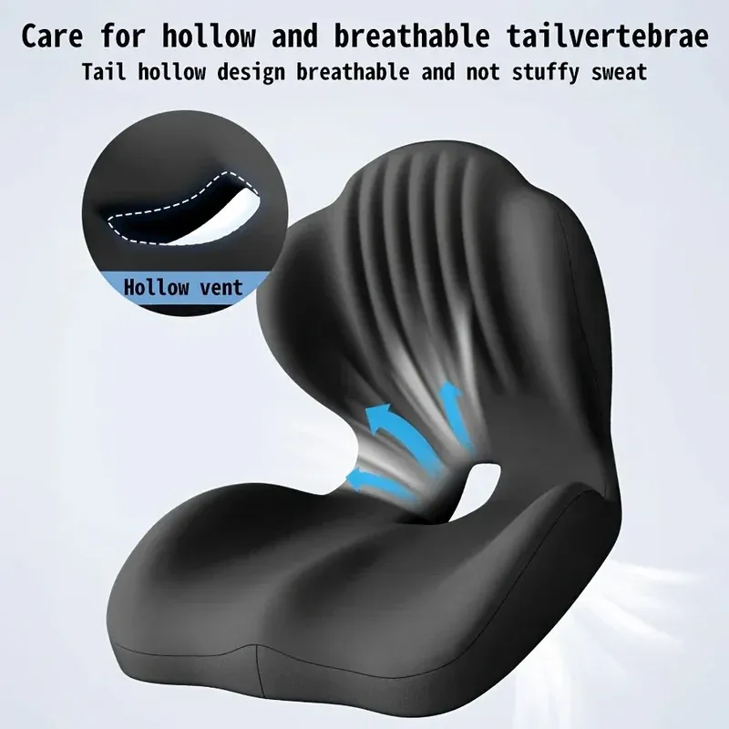 Ergonomic Memory Foam Seat Cushion with Lumbar Support – Pressure Relief, Height Boost, Universal Fit