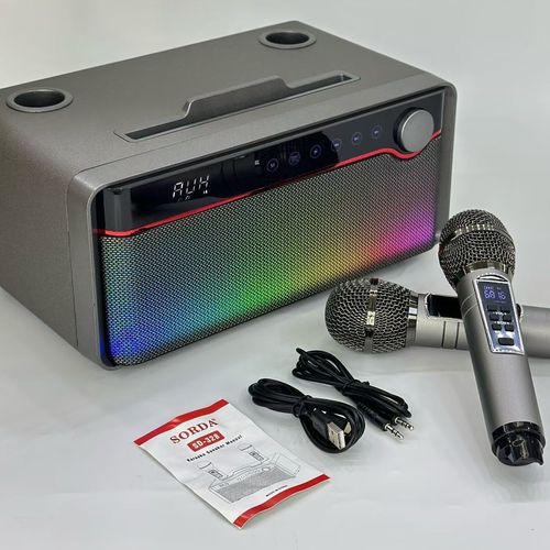 NEW SD-328 Karaoke Machine 30W High Power DJ RGB Hifi Outdoor Portable Karaoke Speaker With 2 Wireless Mic and Blue-Tooth MIC
