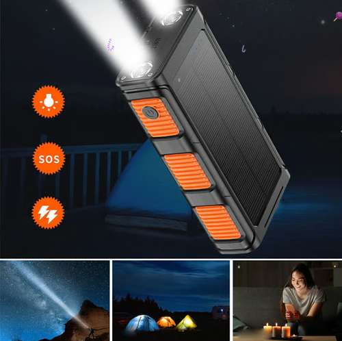 ⚡⚡Portable Solar Power Bank with Built-In Cables