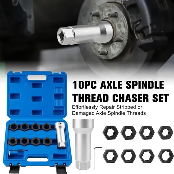 🛠️ 10-Piece Axle Spindle Thread Chaser Set