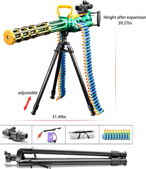 Toy gun EVA soft bullet Gatling heavy machine gun 24 rounds of ammunition belt built-in rechargeable