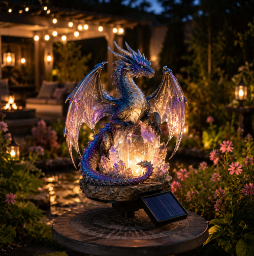 Amethyst Crystal Dragon Solar Garden Light