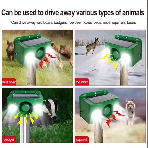 Dual Spotlight Square Solar Powered Rechargeable Eco-Friendly ABS Pesticide Solid Dog and Wild Animal Repellent Waterproof