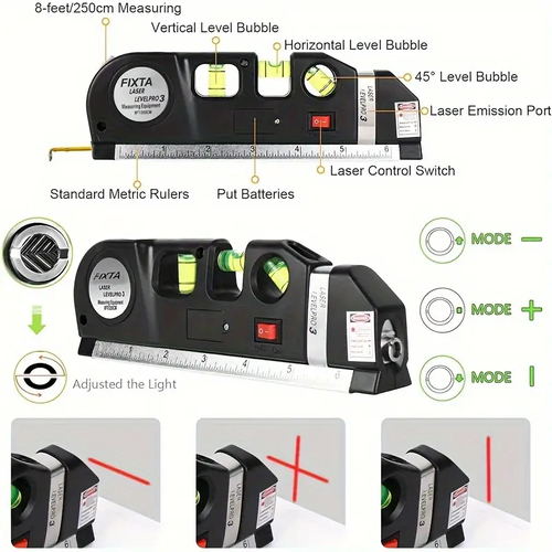 Multifunctional 4-in-1 infrared laser level 2.5m tape measure electronic laser level