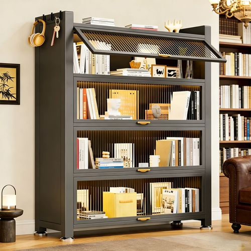 Modern Multi-tier Bookshelf Multifunctional Storage Rack Sturdy Metal Frame Bookcase for Living Room Home Office Furniture