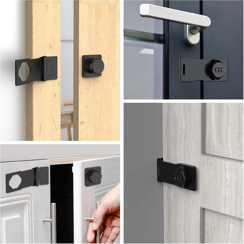 ABKN-Keyless Steel Cabinet Combination Latch Bedroom Password Lock Modern Design Iron Core Black Finish Easy Installation