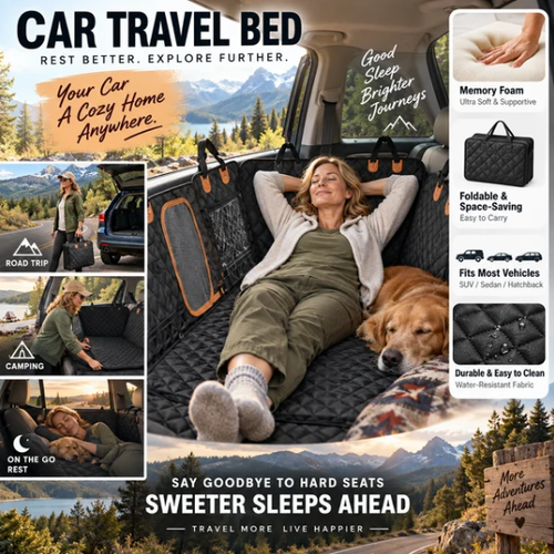 Car Rear-Seat Memory Foam Travel Mattress‑Foldable SUV Sedan Truck Camping Bed, Portable Non-Inflatable Car Sleeping Pad for Road Trips & Camping