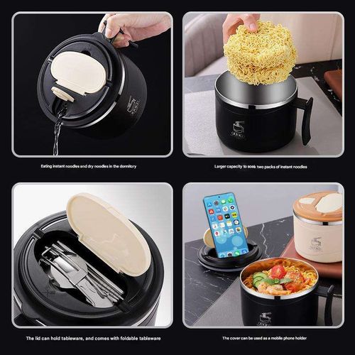 304 stainless steel instant noodle bowl with lid for heat preservation and sealing