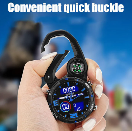 Round Screen Outdoor Carabiner Watch with Compass