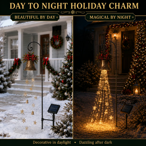 🎄 Solar garden light （Christmas bell cascade）✨