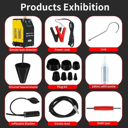 Automotive Smoke Leak Detector, Engine Intake Leak Tester, Exhaust Pipe & Pipeline Leak Test Tool