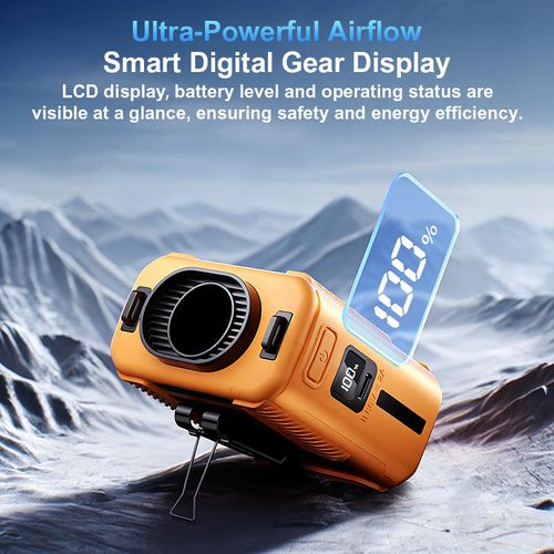 16°C Ice Cooling Waist Fan 6000mAh Rechargeable Brushless Motor High Speed Portable Waist Clip Fan for Outdoor Work & Camping
