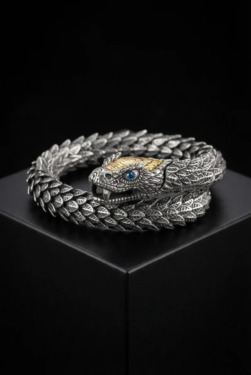JÖRMUNGANDR - The World Serpent Bracelet | Handcrafted Stainless Steel Viking Jewelry