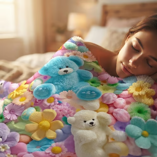 Floral Bear Blanket（1.5×2rice）