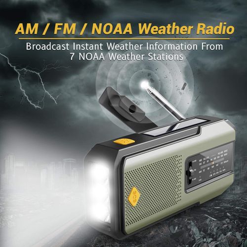 New Model Portable Mini Hand Crank Radio Emerncy SOS Flashlight with 2000mAh Power Bank Solar & FMAM Speaker Survive Kit