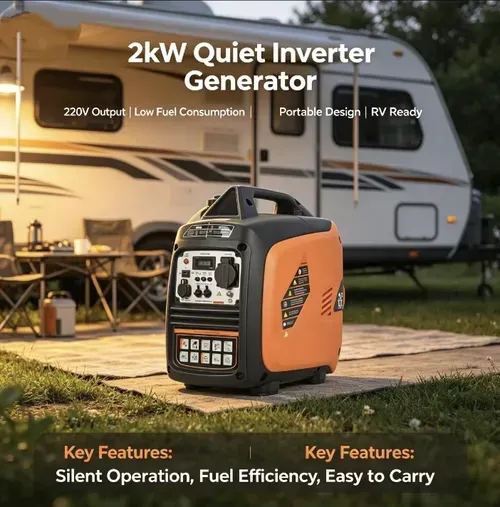 2kW silent variable-frequency gasoline generator, low power