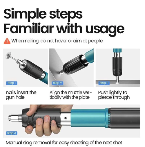 Manual Steel Nail Gun Tool（Toolbox Set + 100 Nails）