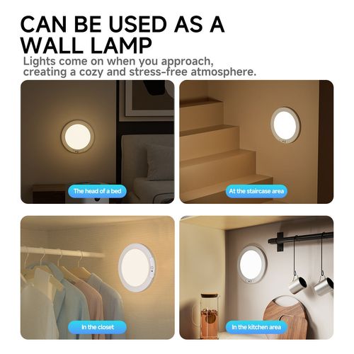 3 Color Magnetic Motion Sensor Lights with Remote, Wireless Dimmable Closet Light Battery Operated, LED Lights for Shower Pantry Shed Hallway Porch Stairs
