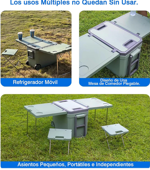 32L portable insulated cooler with wheels, table and chairs