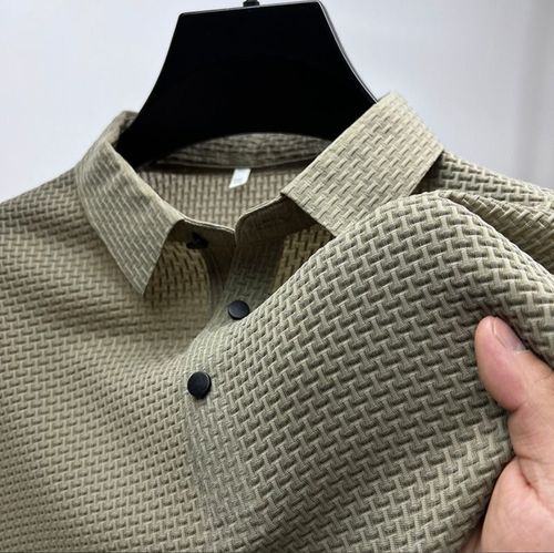 High-end mesh ice silk short-sleeved T-shirt for men