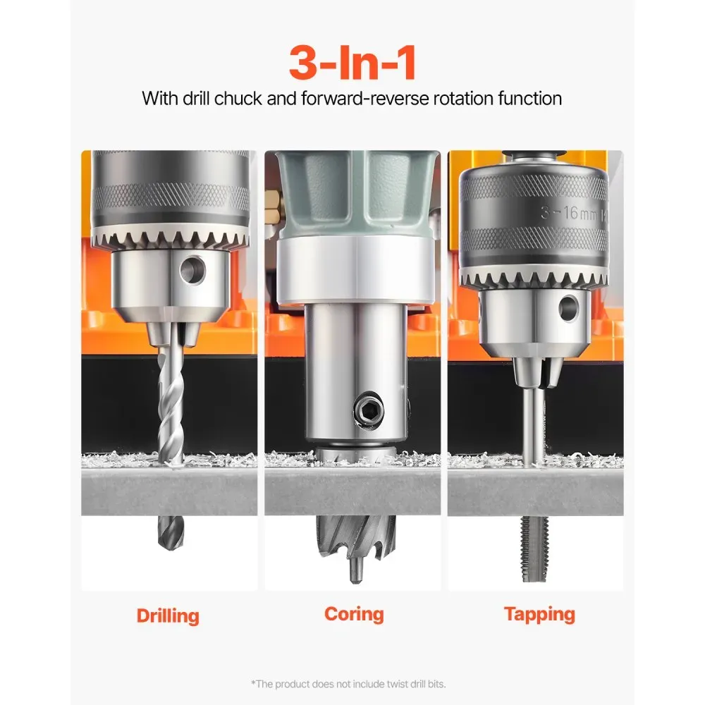 1450W Motor Magnetic Drill Portable Electric 1.6 Boring Diameter 2810 Lbf  11 Coring Bits 850 RPM Drill