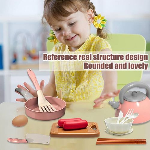 81pcs👶Children's pretend kitchen utensils set for cutting vegetables, cooking and preparing rice, small kitchen toys