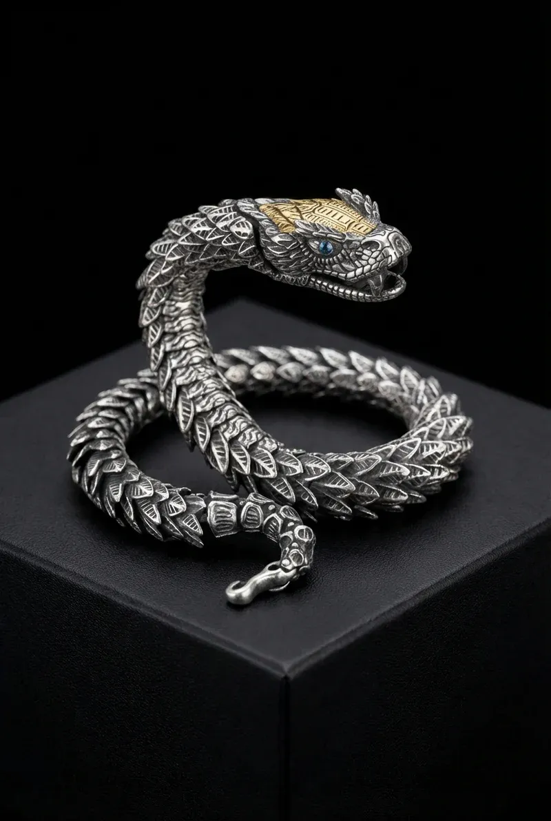 JÖRMUNGANDR - The World Serpent Bracelet | Handcrafted Stainless Steel Viking Jewelry