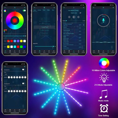 Smart RGB Music Sync LED Strip Lights with APP & Remote, Color Changing Sound Activated Light for Party Christmas Home Decor