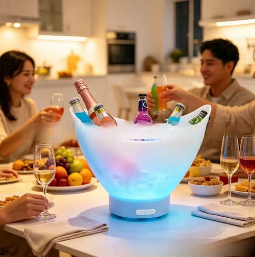 Ingot-shaped Bluetooth music ice bucket with large capacity and LED lighting