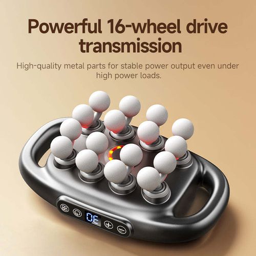 Portable 16-Head Deep Tissue Massage Gun Brush Motor 30 Speed Levels 2000mAh Battery 4-6H Runtime for Body Muscle Percussion