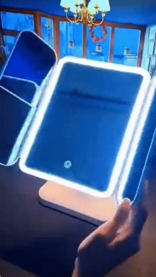 LED desktop charging makeup mirror with light folding portable home use
