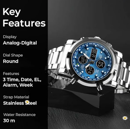 Mens Military Watch  Analog-Digital Display Waterproof  Shock-Resistant 🛡️
