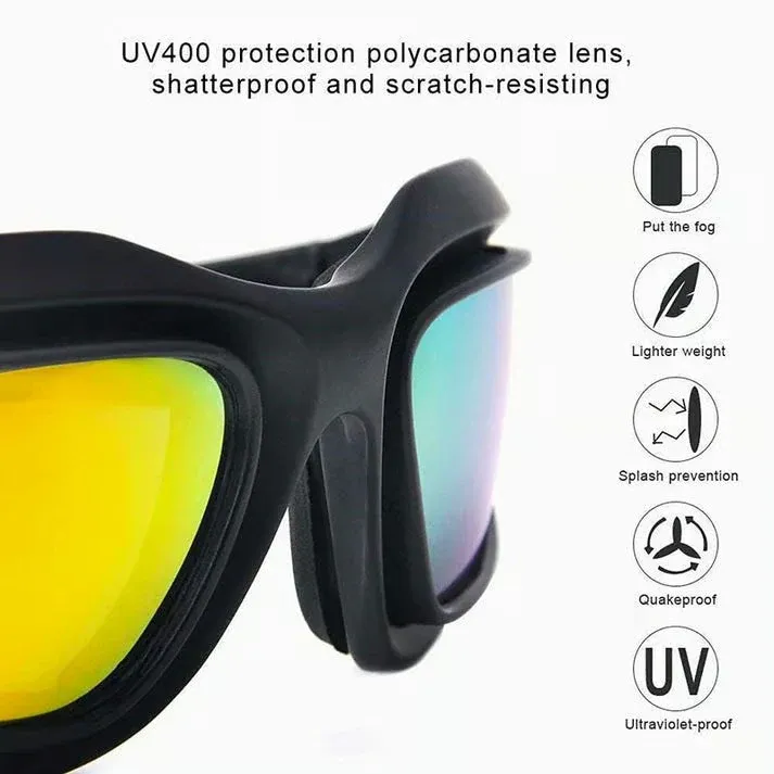 Polarized Motorcycle Sunglasses (4 in 1 Combo Set)