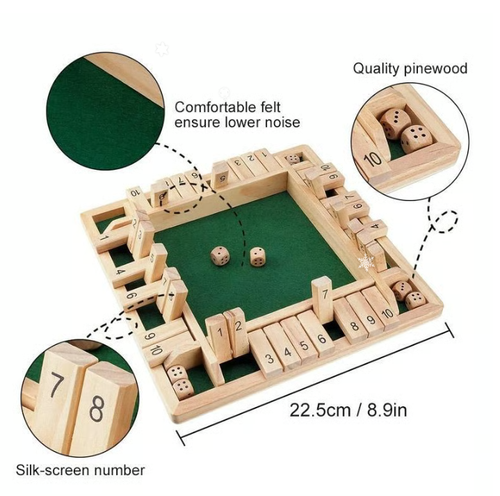 SHUT THE BOX-WOODEN DICE BOARD GAME