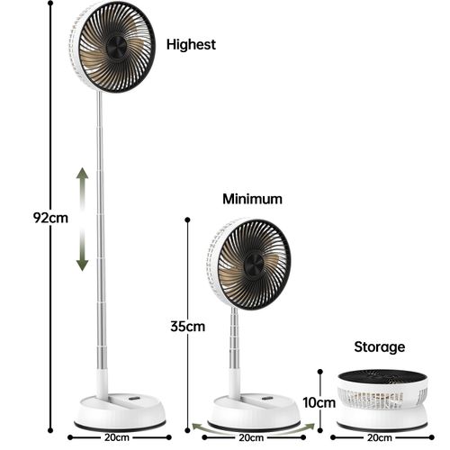 Portable Oscillating Standing Ventilation Fan Remote Control Foldable Design Rechargeable USB Battery Box Packaging Desk Fan for