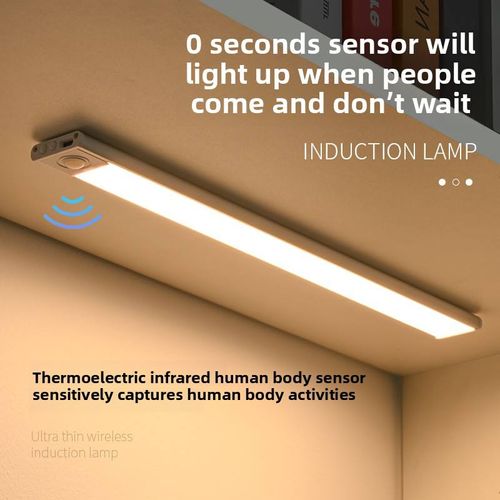 Ultra-Thin Rechargeable Smart LED Strip Self-Adhesive ABS Material Long-Lasting Human Body Sensor Lamp for Wardrobe Wine Cabinet