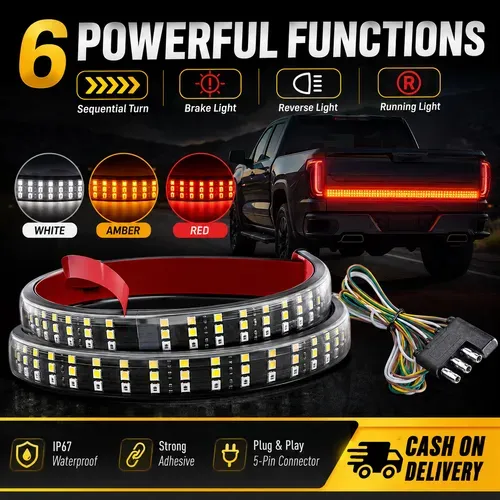 6-in-1 Tailgate LED Light Bar | Pickup Truck Brake Turn Reverse Strip