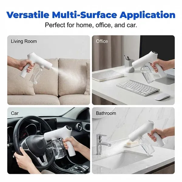 🚫 Cordless Nano Atomizer – Touchless Disinfecting, Blue Light – For Home, Office & Car 🏠
