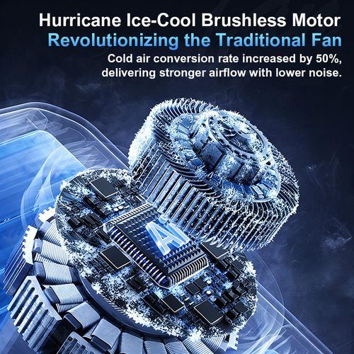 16°C Ice Cooling Waist Fan 6000mAh Rechargeable Brushless Motor High Speed Portable Waist Clip Fan for Outdoor Work & Camping