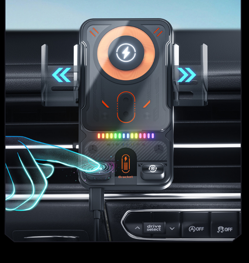 Car Phone Mount Infrared Electric Induction Wireless Charging Air Vent Navigation 360 Degree Rotation Adjustable Height