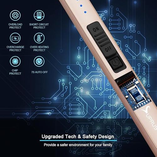 SUPRUS Electric Lighter Arc Windproof Flameless USB Rechargeable Lighter with Safety Lock for Candle BBQ Camping （2PCS）