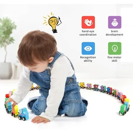 Educational Wooden Magnetic 1–10 Number Train – Learn Through Play