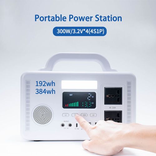 220V outdoor portable power bank with solar charging, large capacity 300W