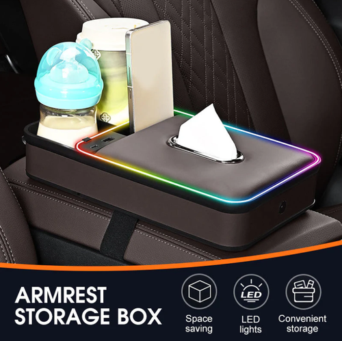 Armrest Storage Box with LED Ambient Lighting
