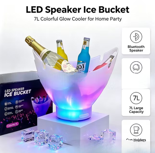 Ingot-shaped Bluetooth music ice bucket with large capacity and LED lighting