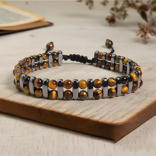 Hematite Natural Stone Tiger Eye Beaded Adjustable
