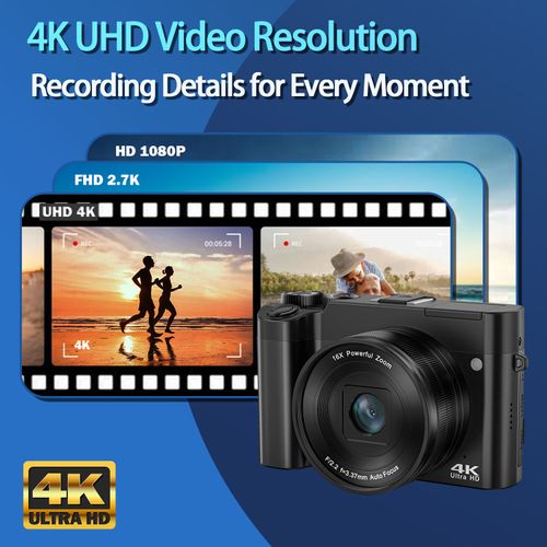 Entry-Level UHD Digital Selfie Camera Dual Camera Pop-up Flash CMOS Sensor Selfie Anti-shake 4K Point and Shoot Camera